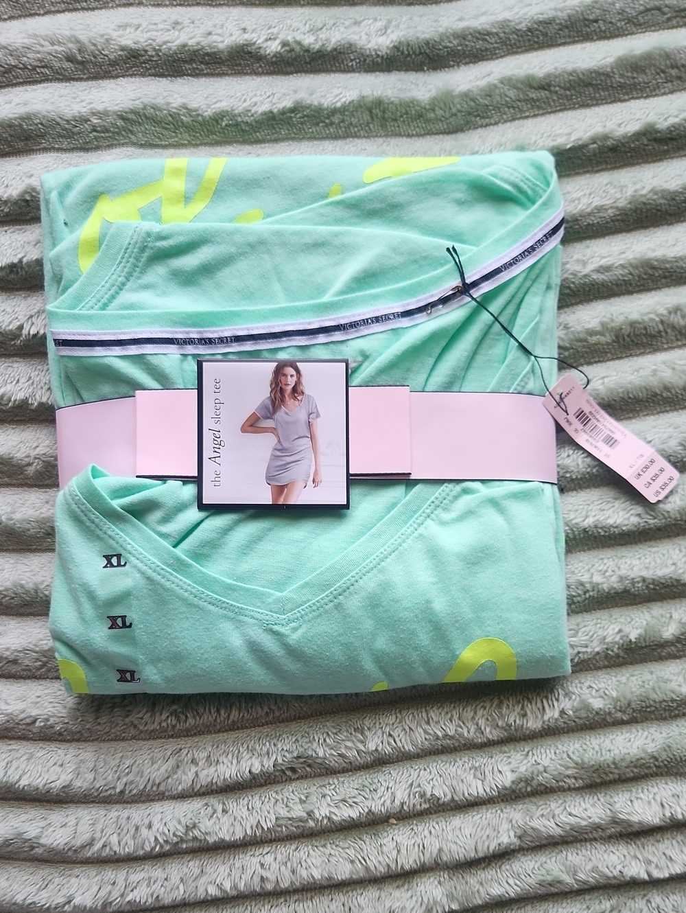 Victoria's Secret Mint Green & Neon Yellow Sleep Tee Set